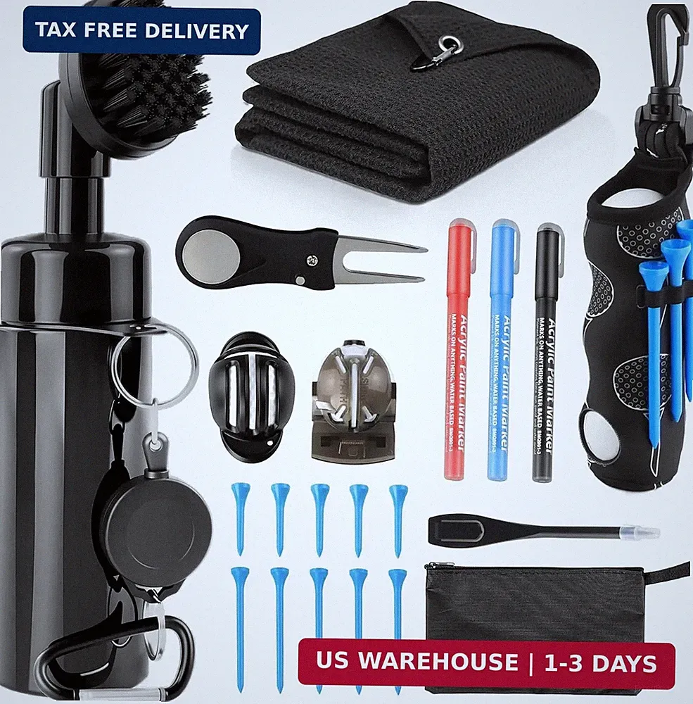 21 Pcs Golf Essentials Kit, Golf Club Cleaning Kit - Golf Club Brush & Golf Towe