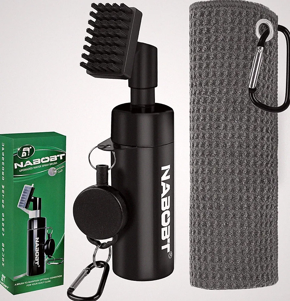 2PCS Golf Towel & Club Cleaner Brush Set