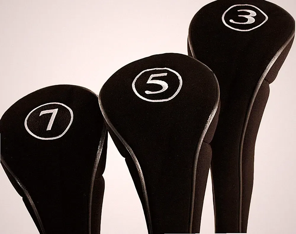 3 5 7 Fairway Wood Golf Club Headcover Set New Black Long Zipper Head Cover