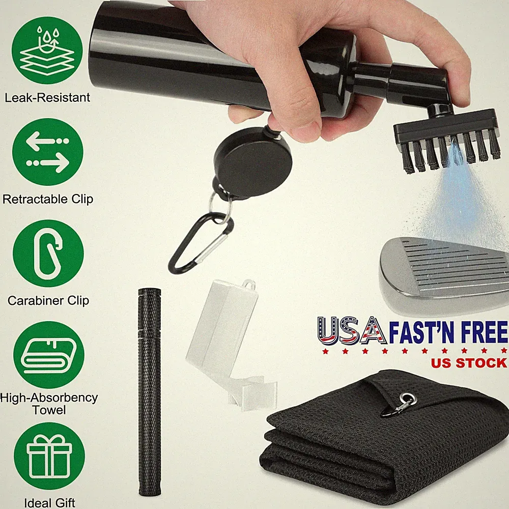 3-in-1 Golf Club Cleaning Kit with 5Oz Retractable Brush & Groove Sharpener