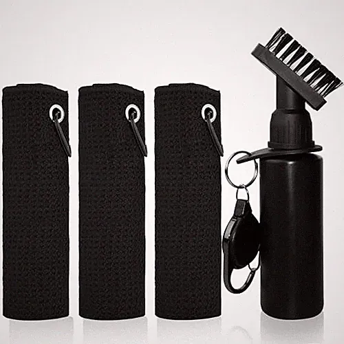 3 Pack Golf Towel with Golf Club Brush Cleaner Set with Water Bottle –Golf