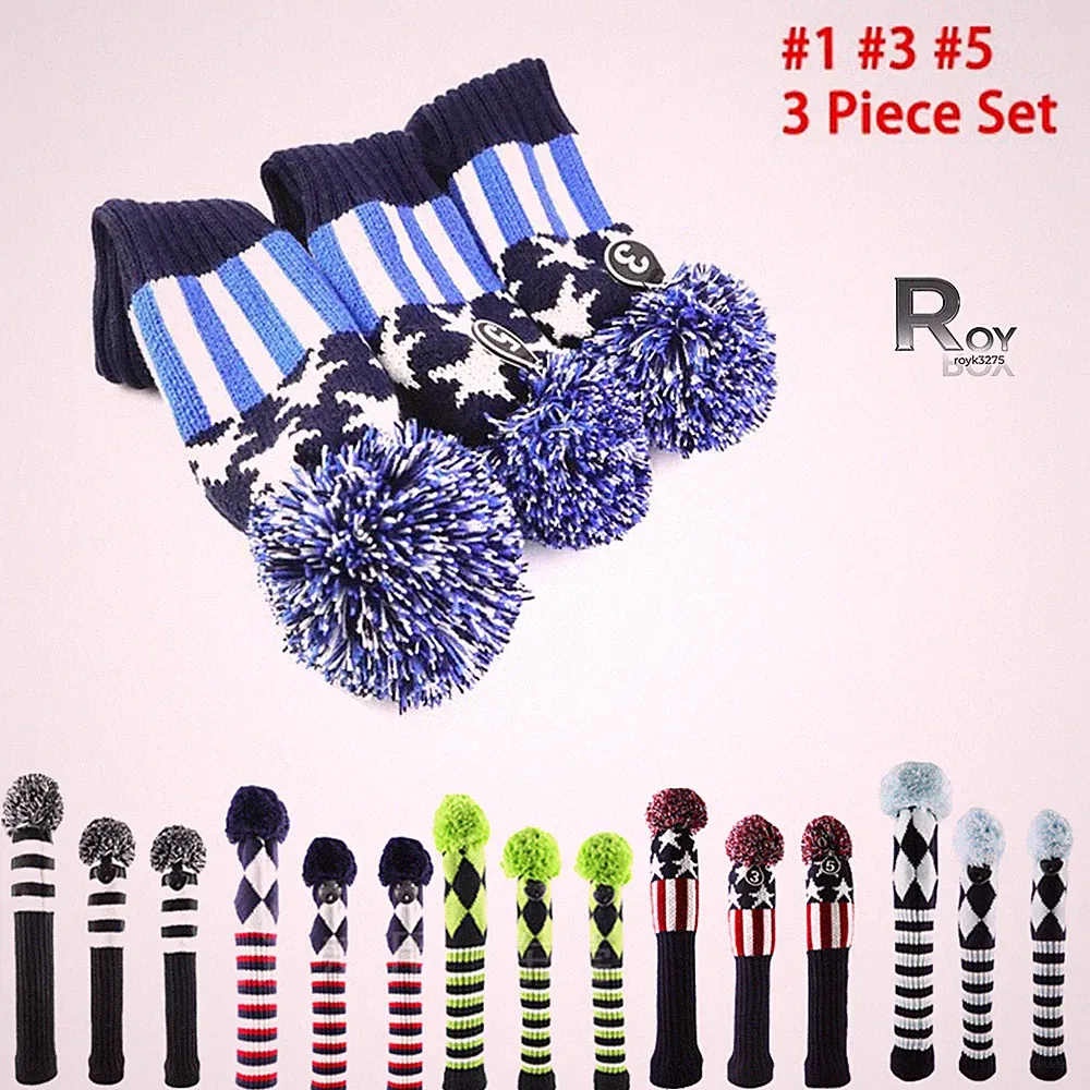Vintage Knit Golf Headcovers Set of 3