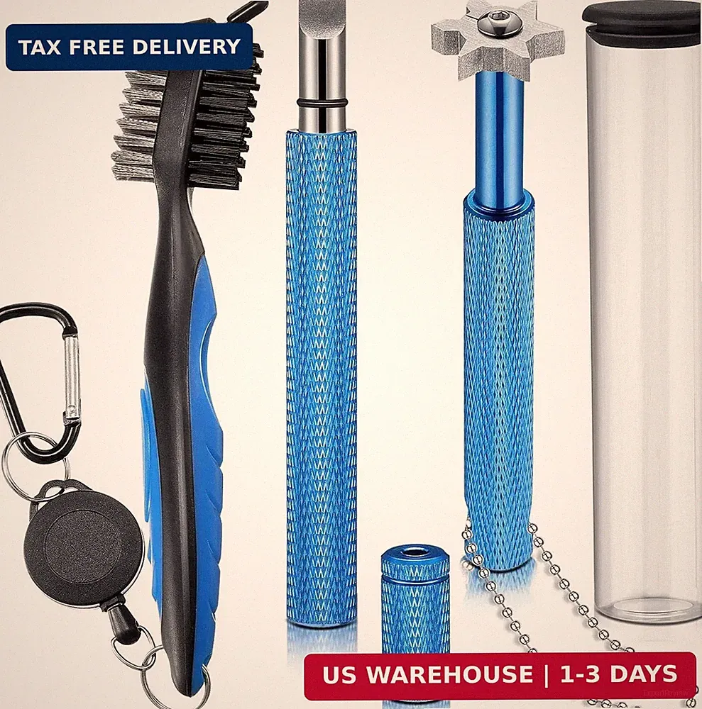 3 Pieces Golf Club Groove Sharpener Retractable Golf Brush and 6-Head Groove Sha