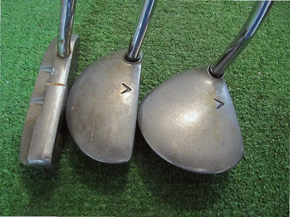3 VINTAGE CALLAWAY PUTTERS, S2H2, WAR BIRD + TUTTLE, CALLAWAY STEEL SHAFTS, 35"