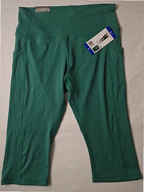 32 Degrees Womens Leggings L Size Green Pull On Capri Active Yoga Pants NWT