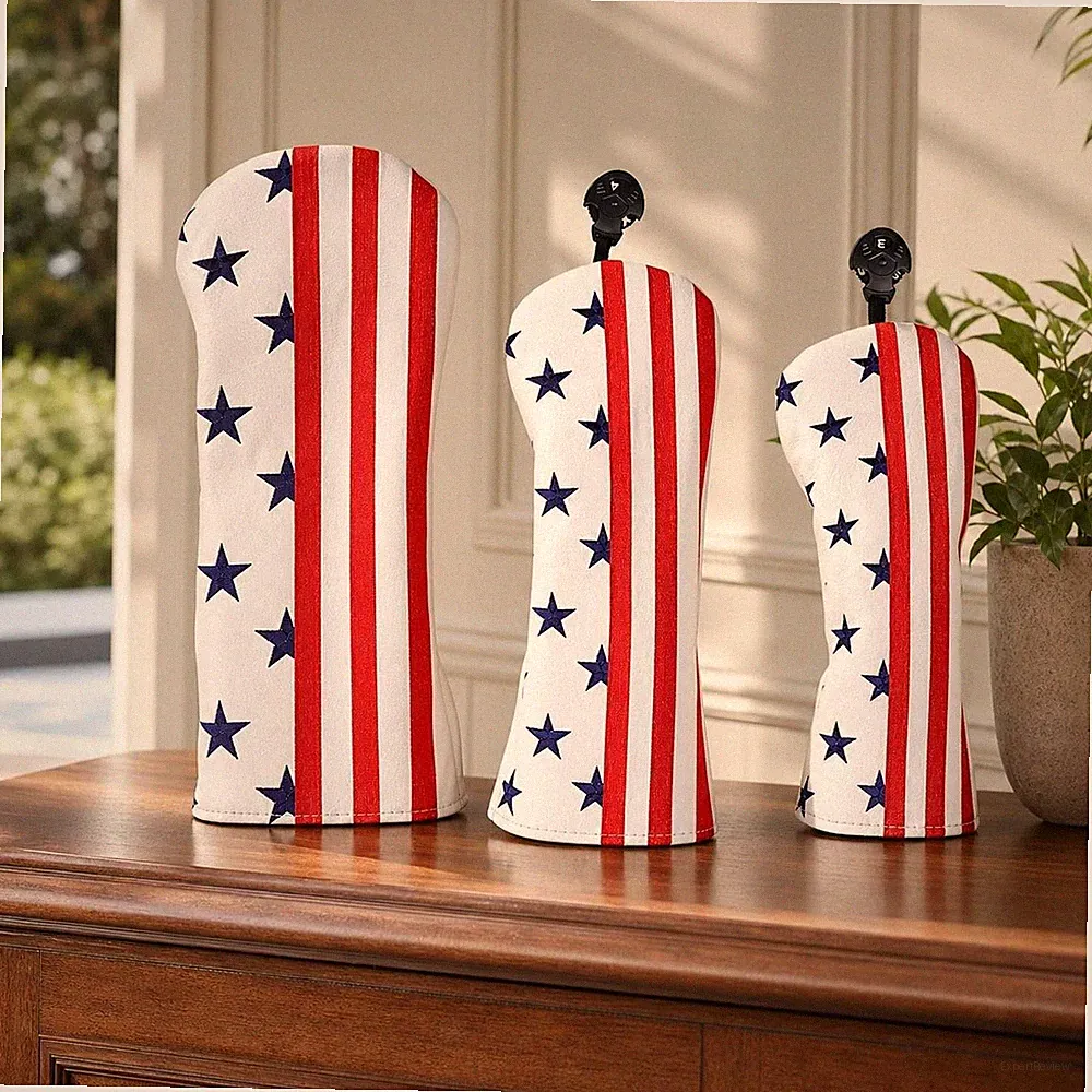 3Pcs Golf Club Head Cover Golf Wood Headcovers Protection Sleeve PU Leather
