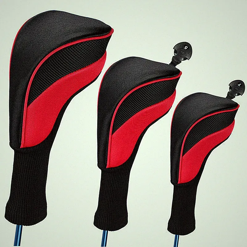 3Pcs Golf Club Head Covers Set Driver 1 3 5 Fairway Woods Headcovers Long Neck