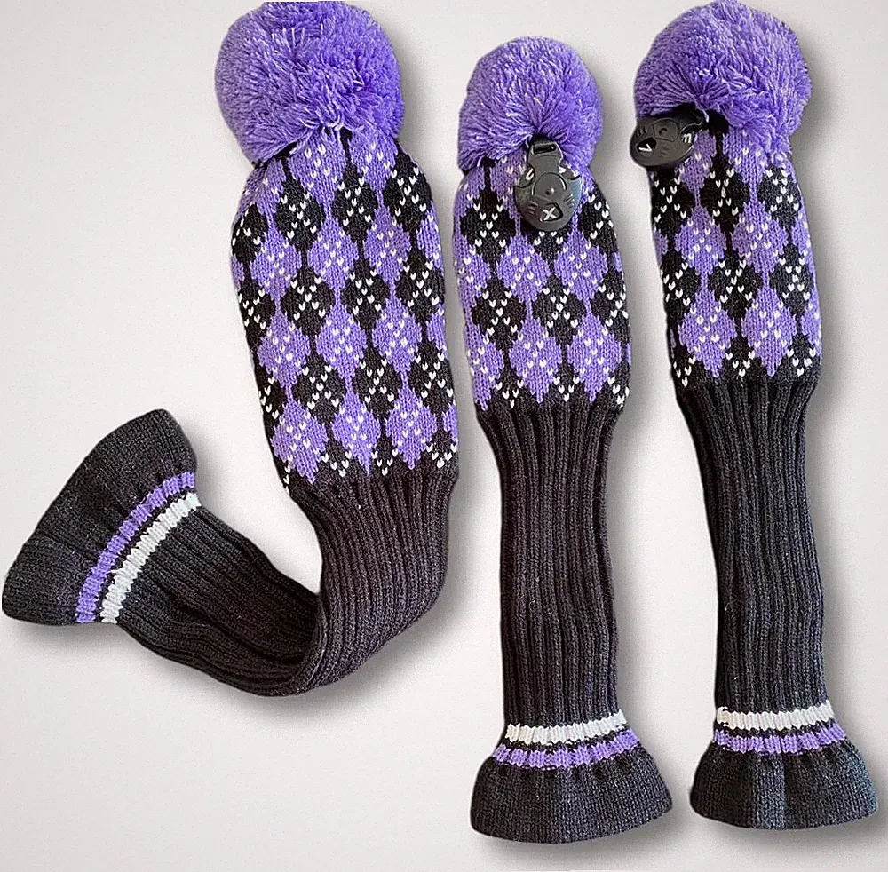 3Pcs Knit Golf Headcovers for Women Men - Club Head Covers for Driver, 3 5 Fairw