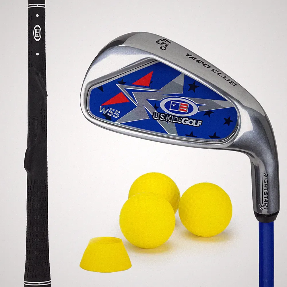 45in" U.S. Kids Golf RH 2024 Yard Club + 3 ball tee set Youth Flex (Blue)