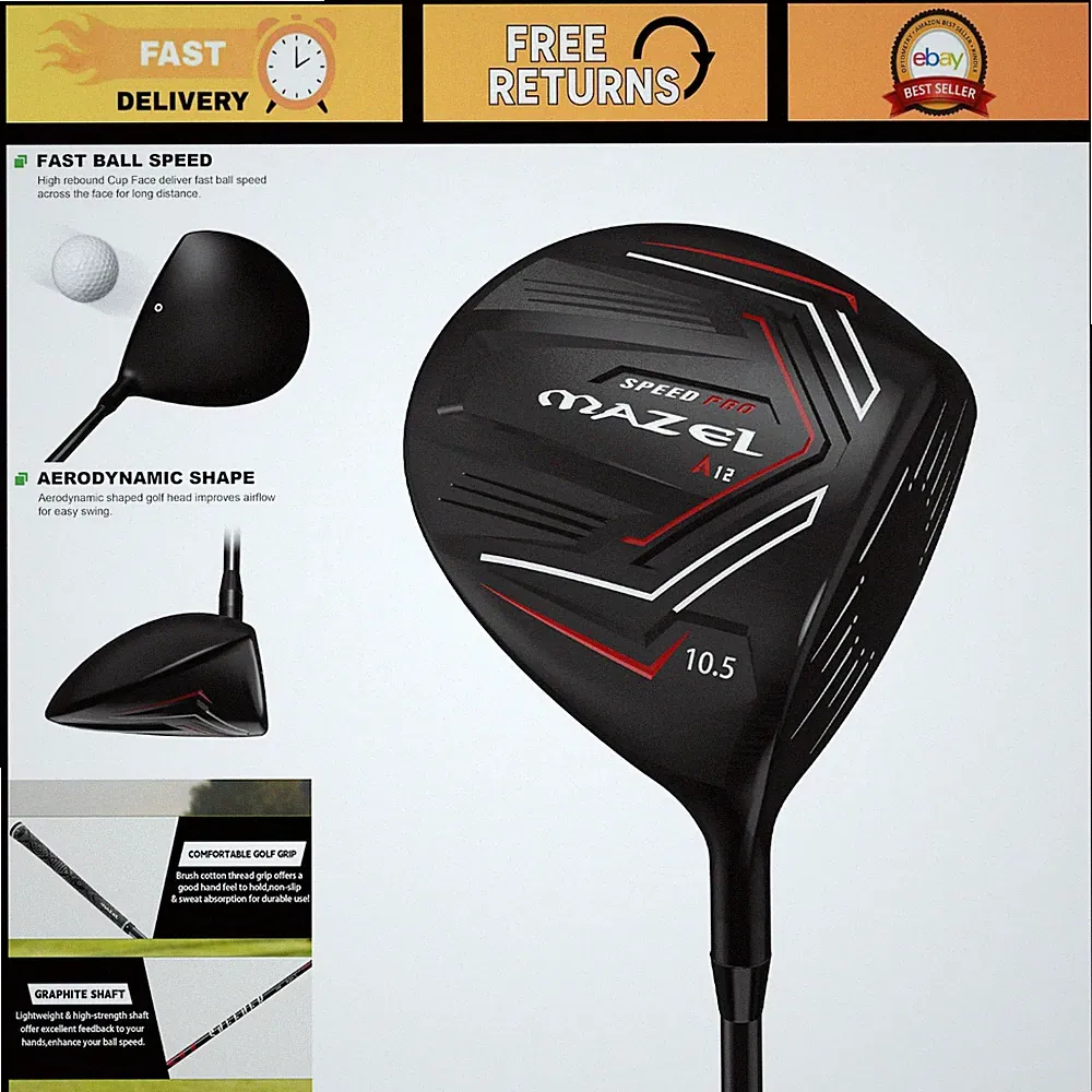 460CC Right-Handed Golf Driver Club for Men, Adjustable 9.5/10.5 Degree, High Pe