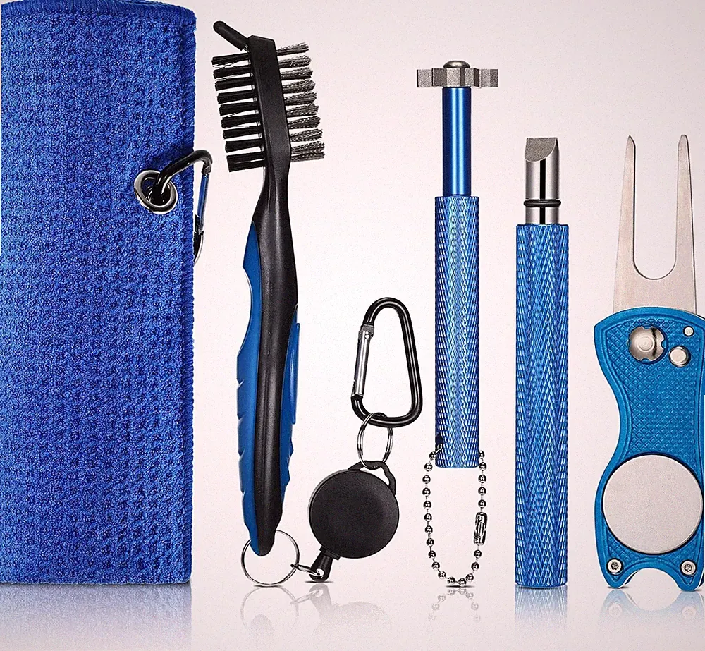5 Pcs Golf Cleaning Kit, Golf Towel, Retractable Golf Club Brush, Golf Club Groo