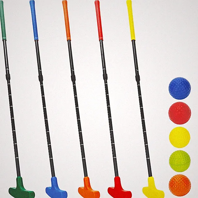 5 Set Colorful Adjustable Mini Two Way Golf Putter With 5 Practice Balls