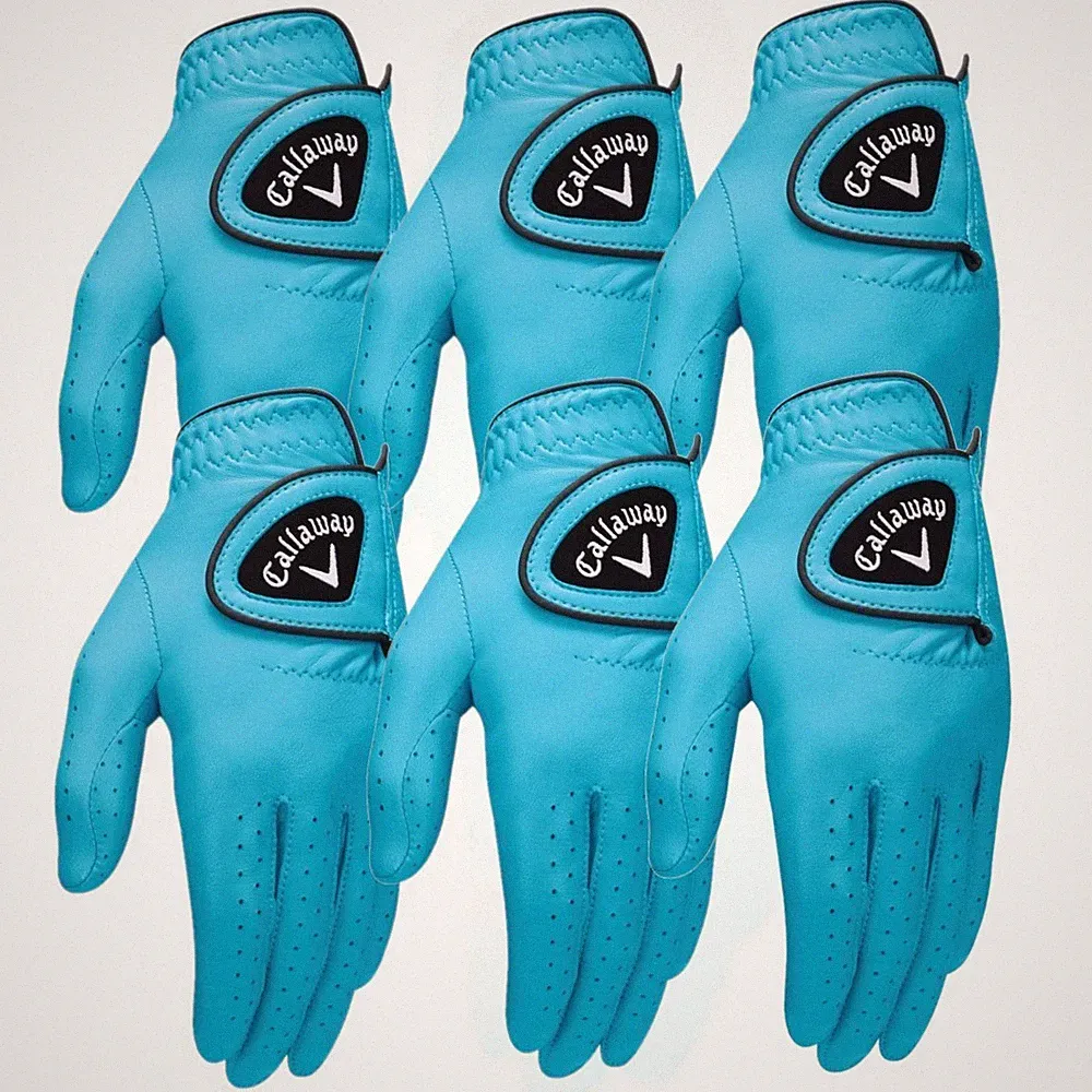 6 NEW Callaway Opti Color Golf Glove Aqua - Women's Size L RH