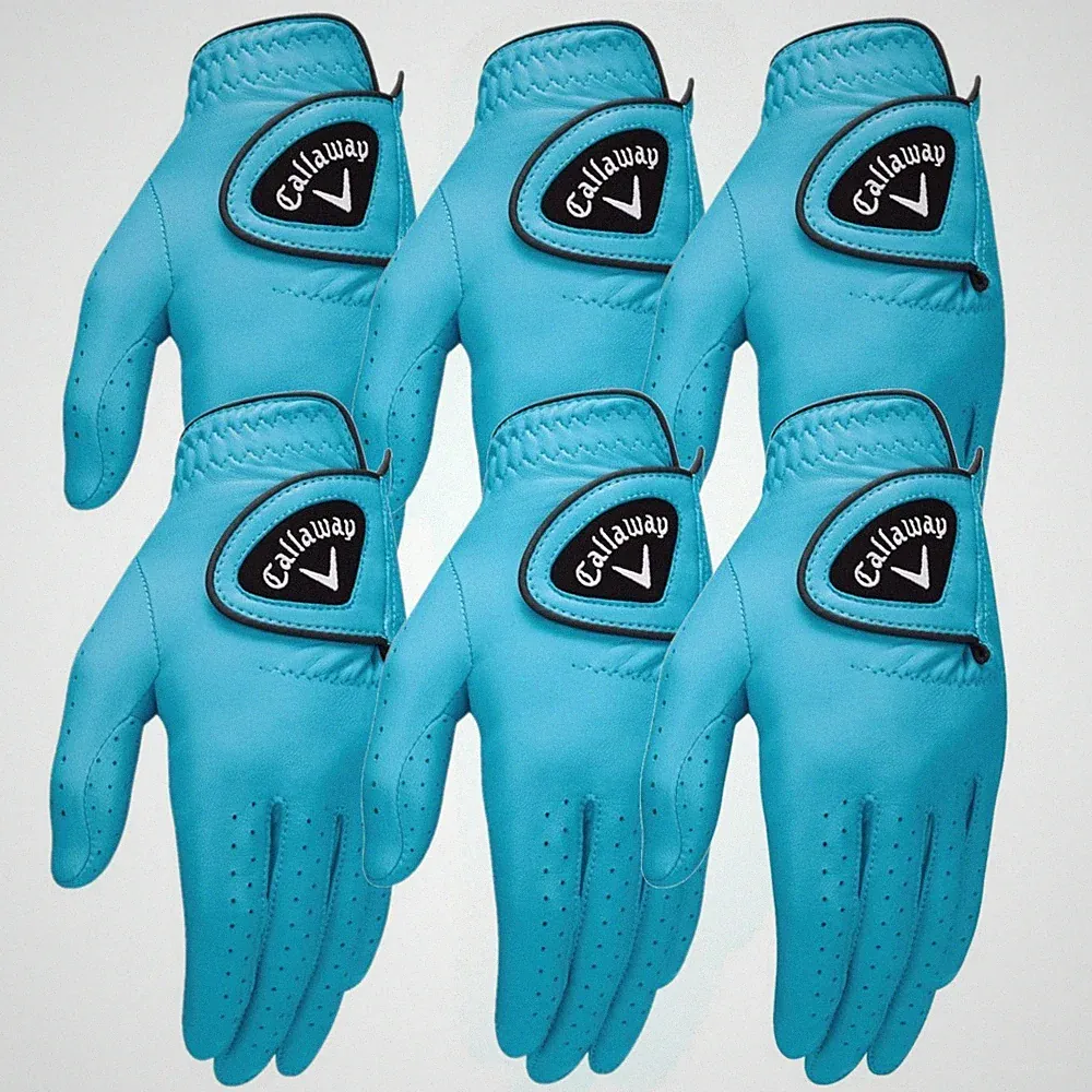 6 NEW Callaway Opti Color Golf Glove Aqua - Women's Size L RH