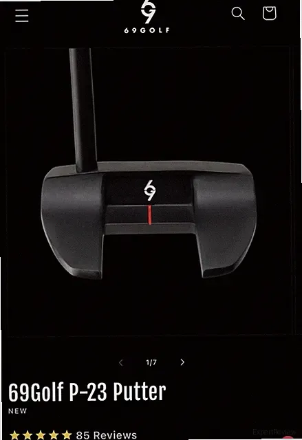 69Golf P-23 Mallet Putter RH W/Head-cover & Upgraded Goated Golf Black/Red Grip