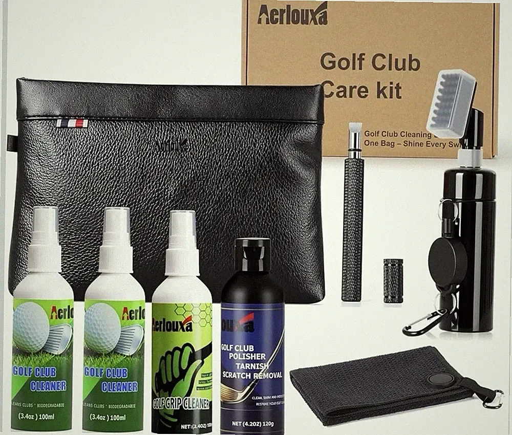 7-in-1 Golf Club Cleaning Kit Brush Polish Towel Groove Cleaner New
