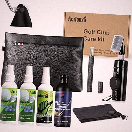7-in-1 Golf Club Cleaning Kit - Club Cleaner, Grip Cleaner, Polish, Water