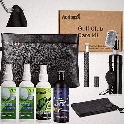 7-in-1 Golf Club Cleaning Kit - Club Cleaner, Grip Cleaner, Polish, Water