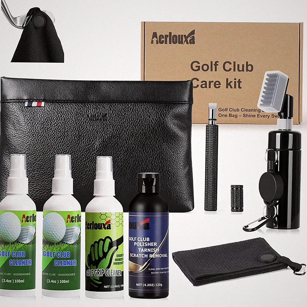 7-in-1 Golf Club Cleaning Kit - Club Cleaner, Grip Cleaner, Polish, Water-Spr...