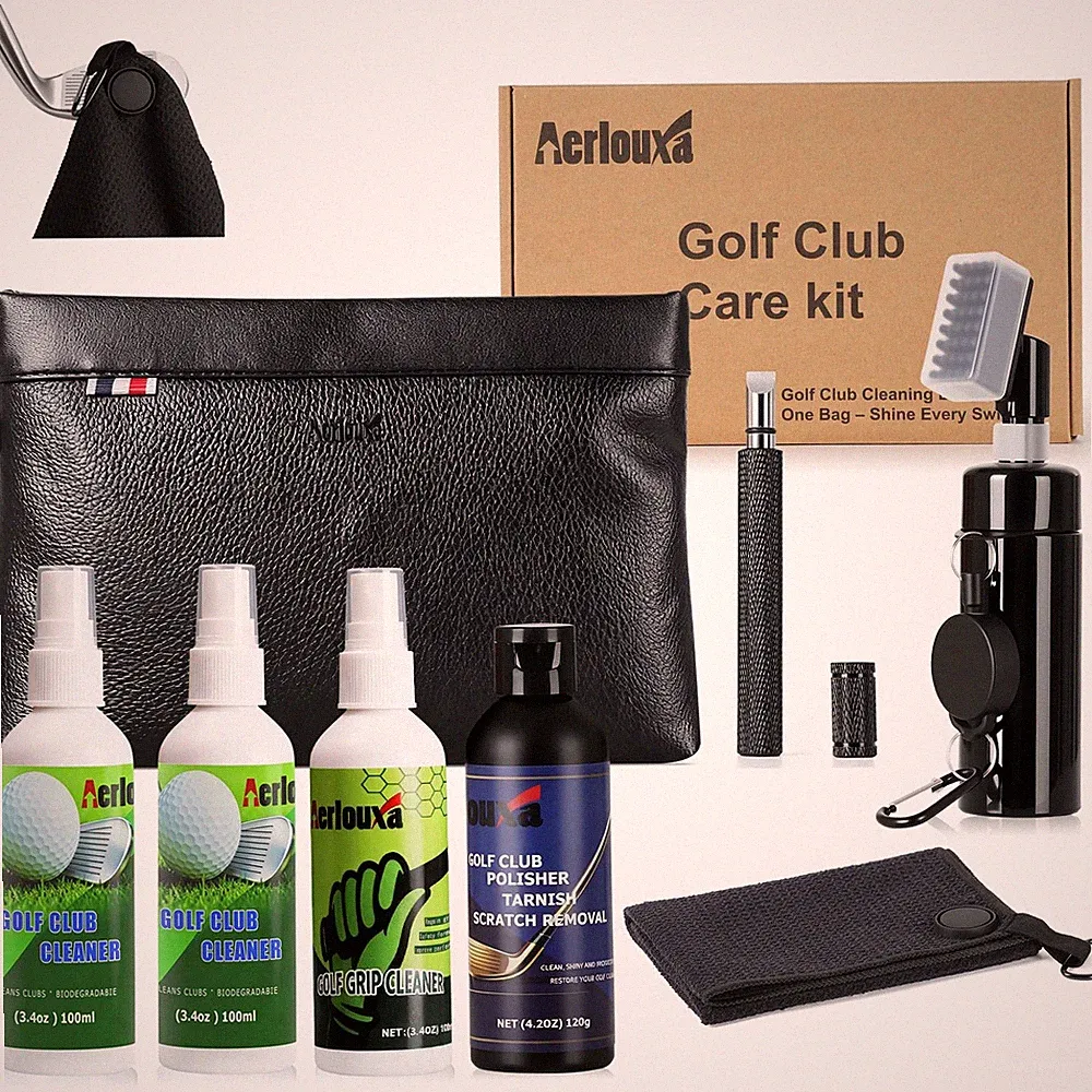 7~in~1 Golf Club Cleaning Kit with Brush, Towel, Spray, Bag, Groove Cleaner