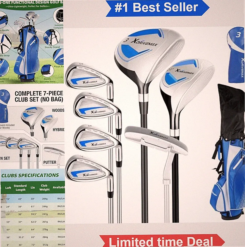 8 Piece Right Hand Complete Golf Club Set for Men