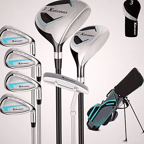 8 Pieces Complete Golf Club Set for Men & Women Left Hand Women - Light Blue