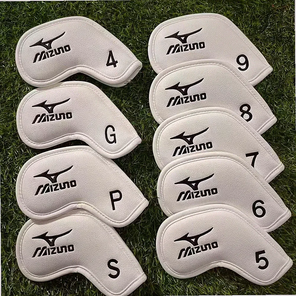 Mizuno 9Pcs Iron Head Covers Leather Magnetic White