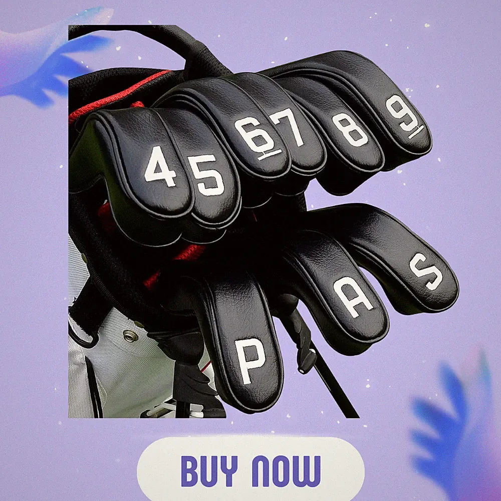 9PCS Golf Hybrid Iron Head Covers Set Fits Cobra T Rail Cleveland Launcher Clubs
