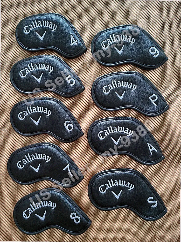 9Pcs Golf Iron Headcovers For Callaway 4-9ASP Golf Covers Case Leather Magnetic