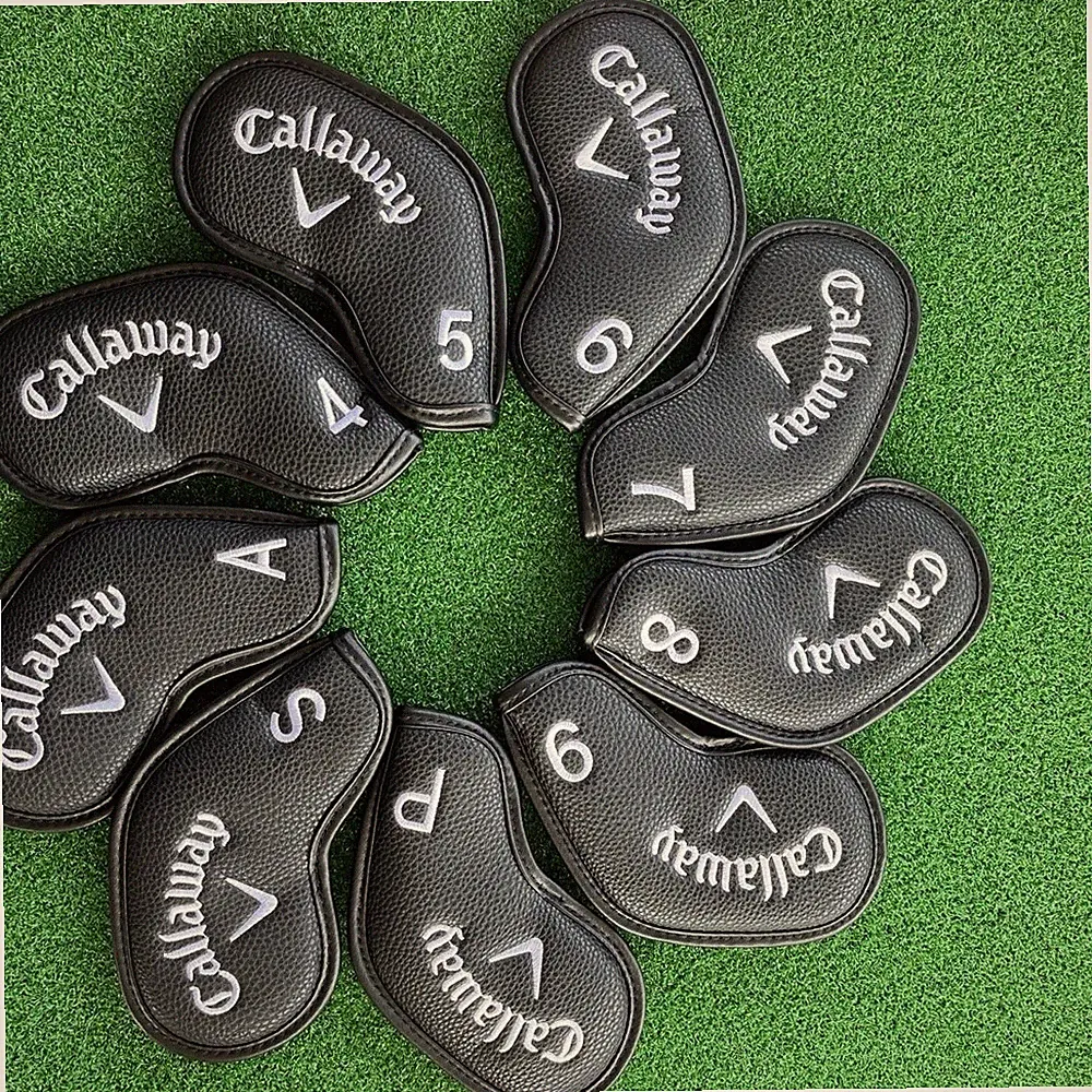9Pcs Golf Iron Headcovers For Callaway 4-9ASP Golf Covers Case Leather Magnetic