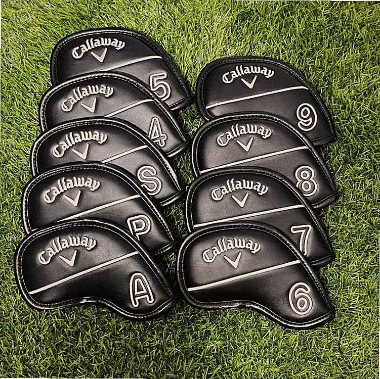 9PCS Golf Iron Headcovers for Callaway Club Covers Caps 4-9 PAS Black Magnetic