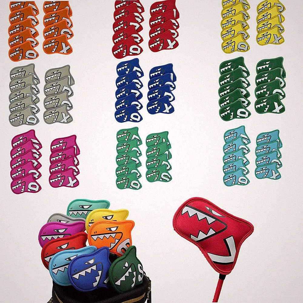 9Pcs Set Colorful Shark Cloth Golf Head Cover For Iron Golf Club No.56789APSX