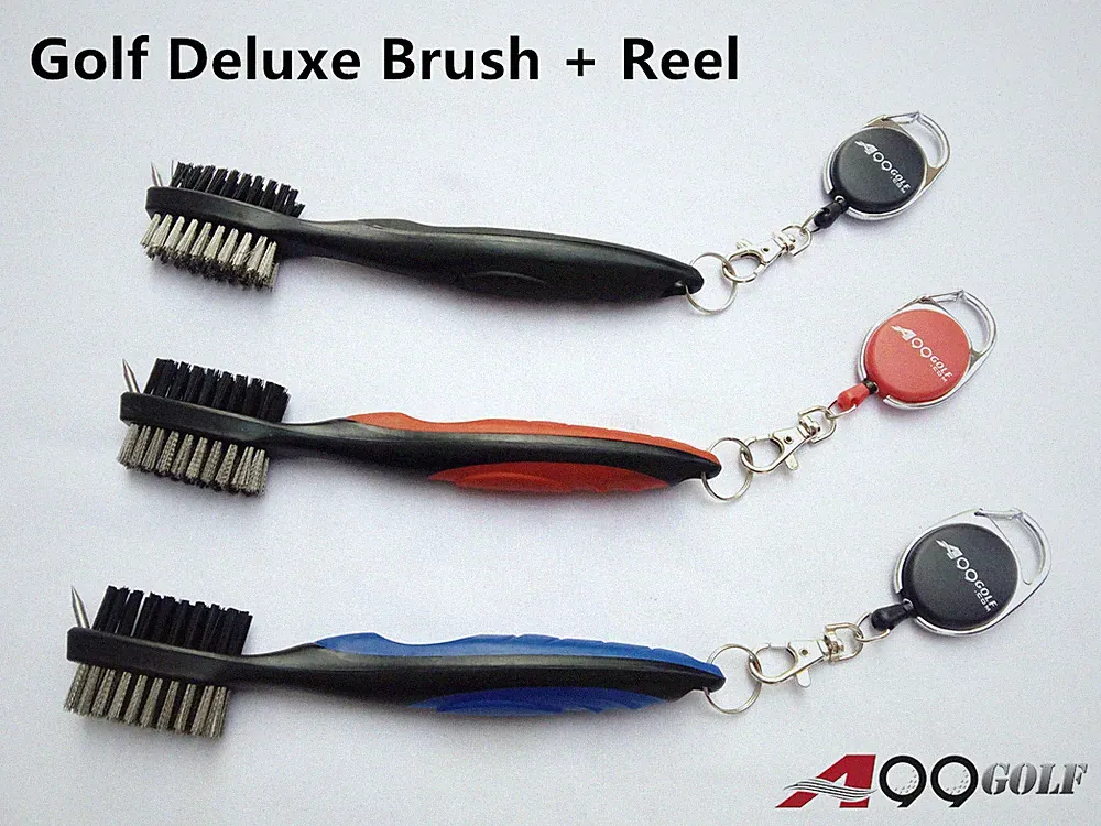 A99 Golf Deluxe Brush Premium Golf Club Brush Cleaner w Free Retractable Reel