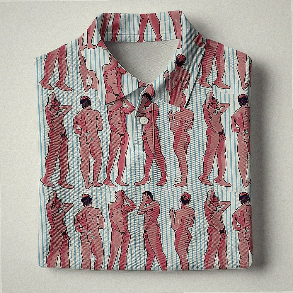 Abstract Figure Golf Polo, Modern Art Golf Shirt Men, Golfer Gift