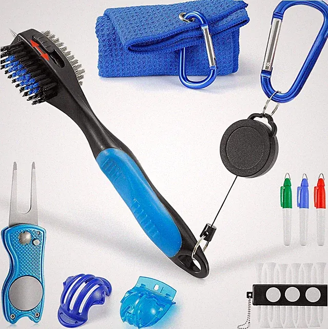 Accessories Set - PRO Retractable Club Brush, Microfiber Waffle Pattern Towel