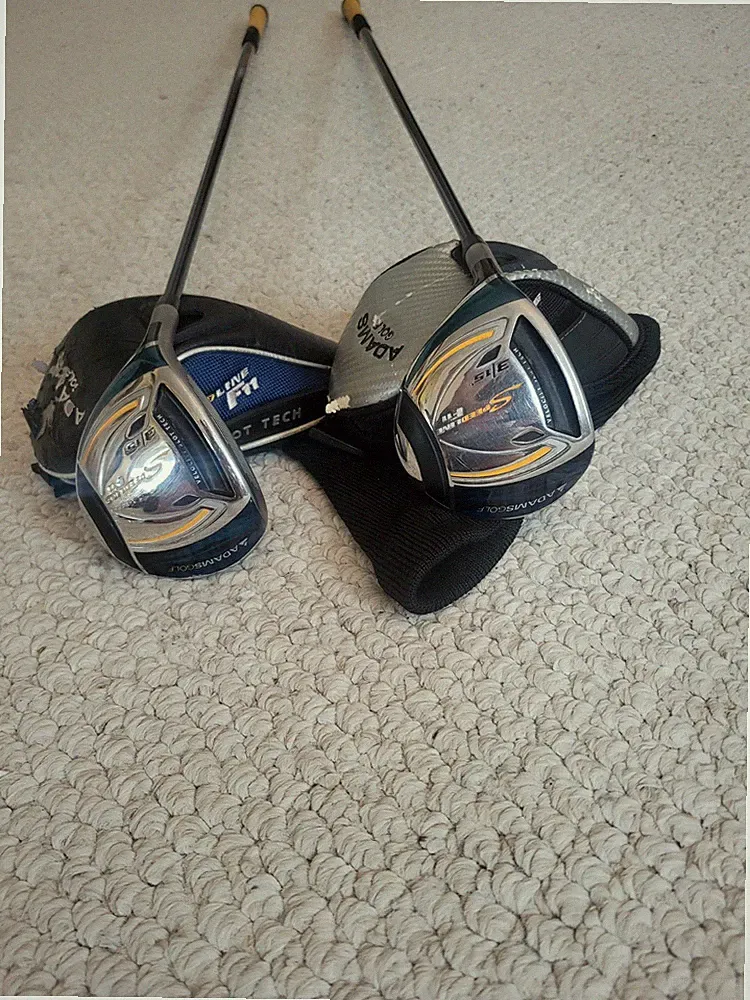 ADAMS F11 15* FAIRWAY WOODS STIFF FLEX L/H H/C DEMOS EXC./MINT SHAPE SET OF TWO