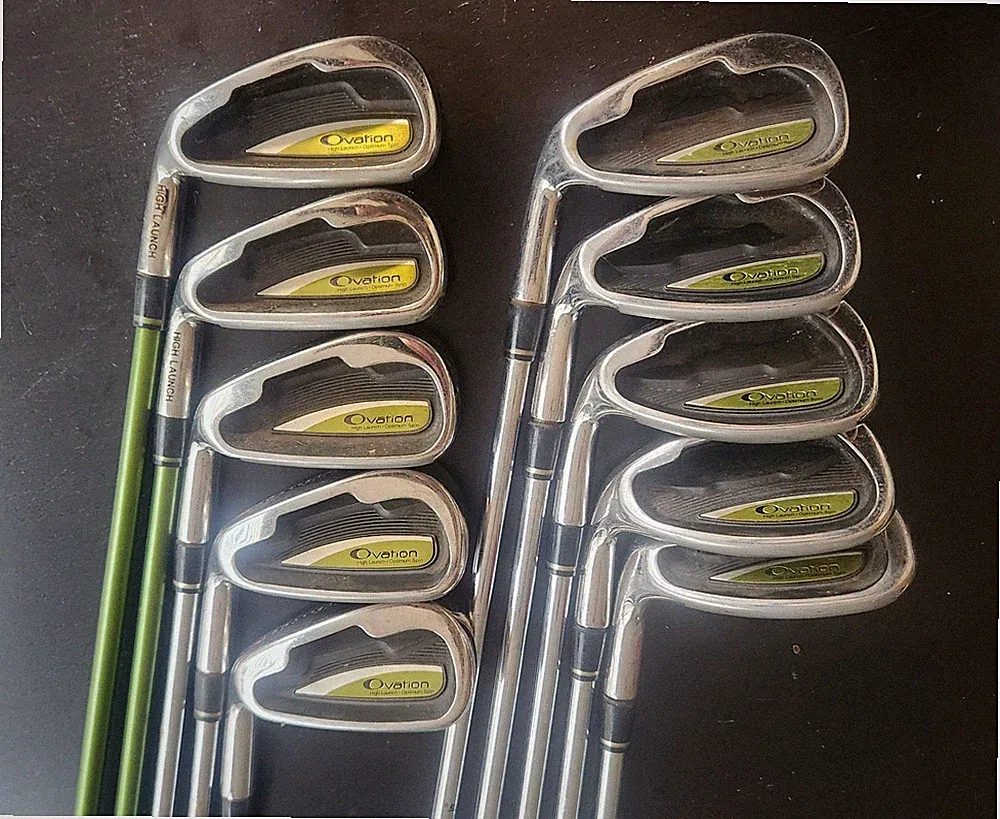 Adams Golf Ovation Iron Set 3-LW Left Handed Uniflex Mixed Grips 10 Pc Set