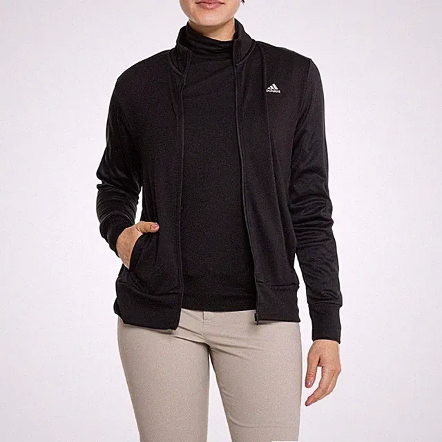ADIDAS Ladies GOLF Black Textured Layering Full Zip JACKET Womens Size LARGE NEW