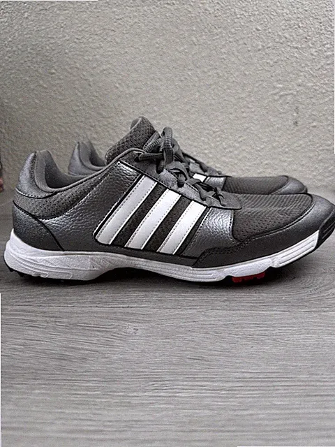 Adidas Mens 11 Tech Response 4.0 Golf Sneakers Gray White F33551 Cleats Lace Up