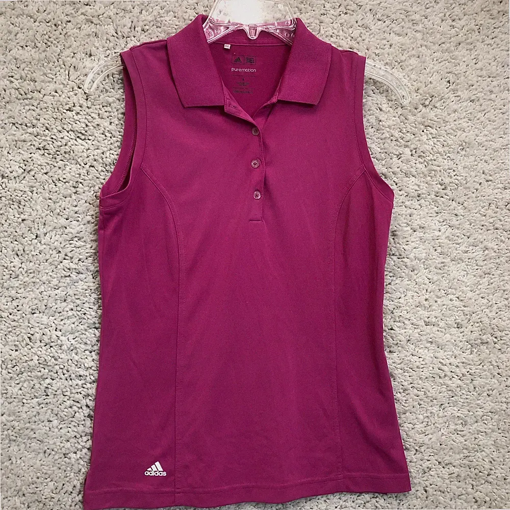 Adidas Polo Top Shirt Small Adult Pink Puremotion Sleeveless Athletic Golf Women