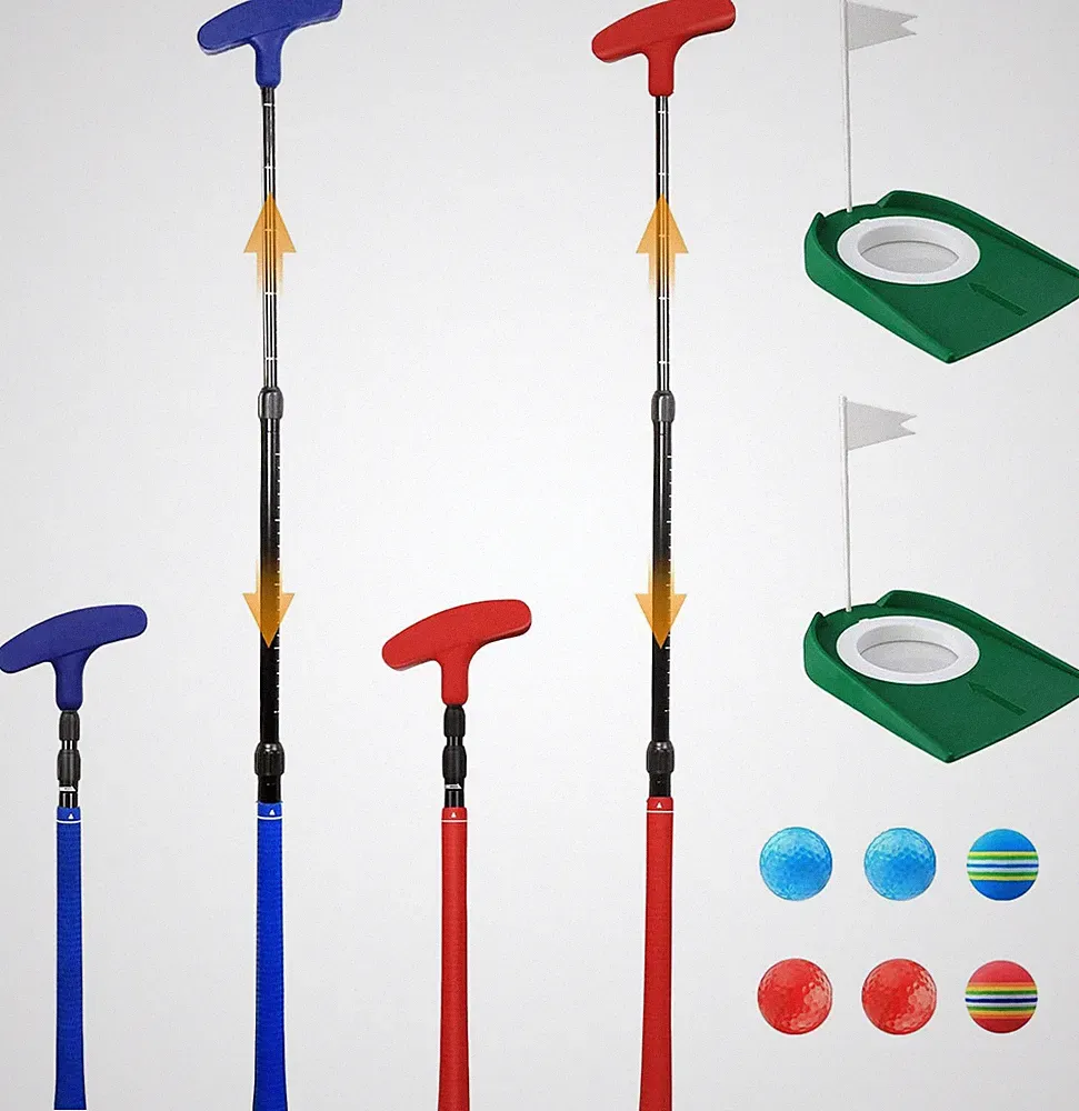Adjustable Golf Putter, Mini Golf Set - 2 Golf Clubs with 6 Balls & 2 Cup with F