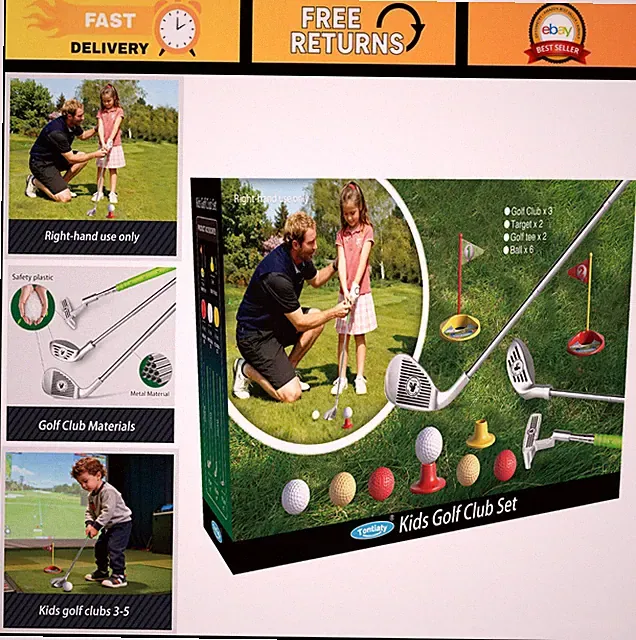 Adjustable Kids Golf Club Set for Ages 3-8, Indoor/Outdoor Play, 3 Clubs, 2 Hole
