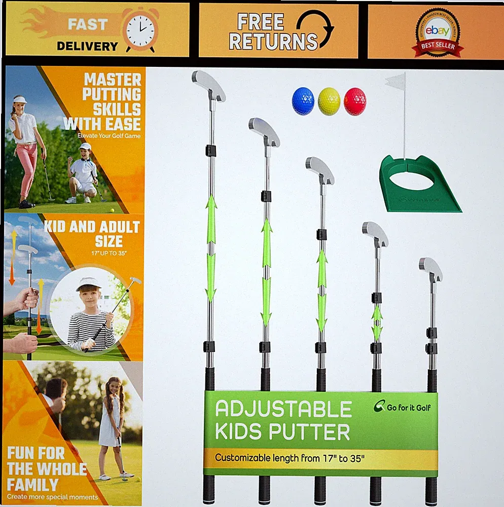 Adjustable Kids Putter with Extendable Shaft - Right-Handed Junior Golf Club - I