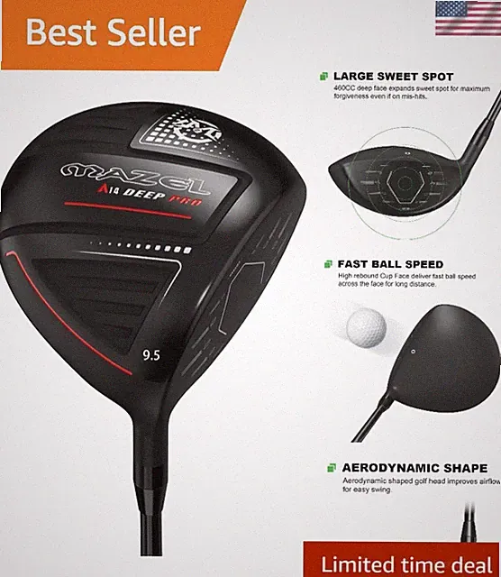 Aerodynamic 460CC Driver for Right-Handed Golfers - Fast Ball Speed & Launch