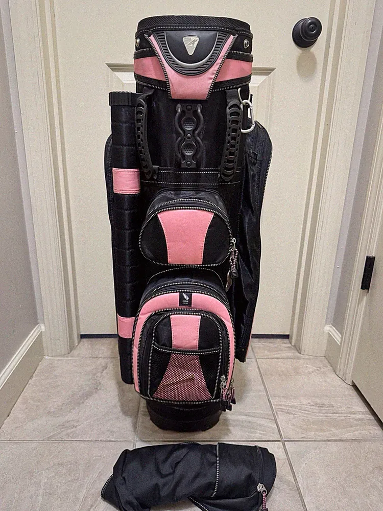 Affinity Ladies Golf Cart Bag Pink Black 13 Way Divider w/ Rain Cover Included