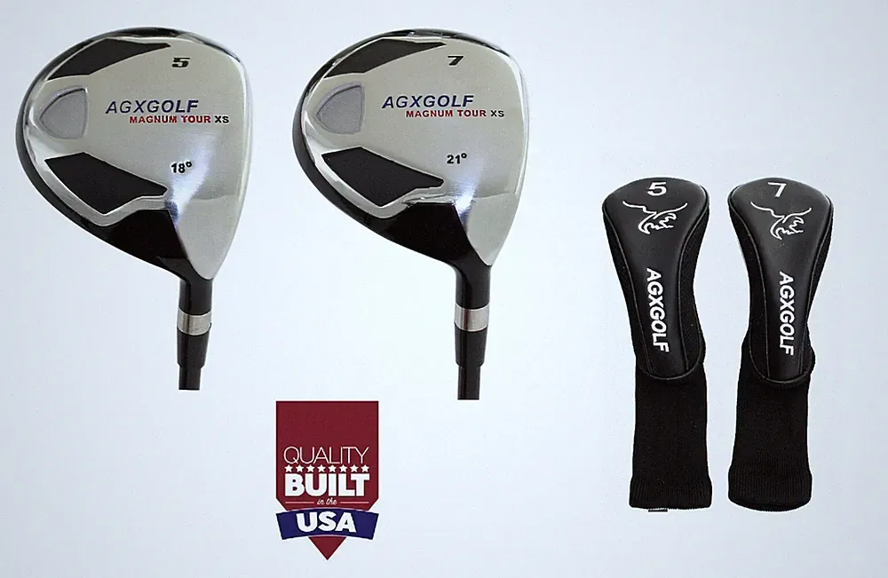 AGXGOLF BOY'S XS 5 & 7 FAIRWAY WOODS wHEAD COVERS GRAPHITE SHAFTS, CHOOSE LENGTH
