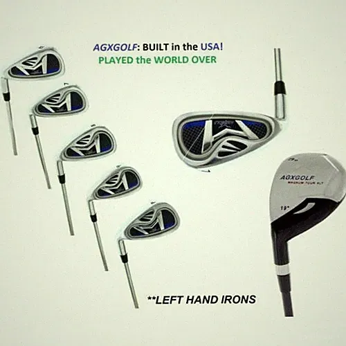 AGXGOLF BOYS LEFT HAND TEEN LENGTH GRAPHITE XLT IRON SET w3 HYBRID +6,7,8 & 9+PW