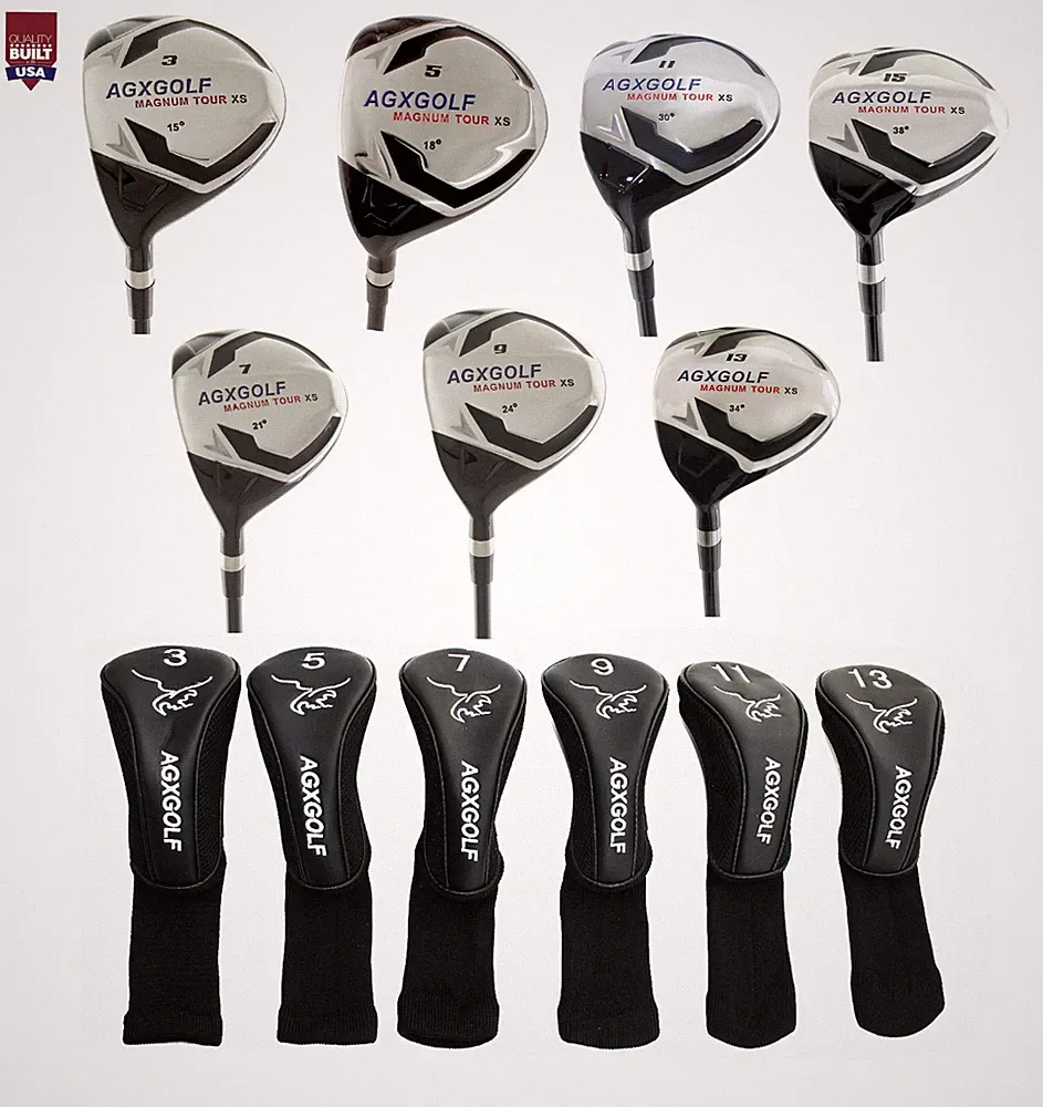 AGXGOLF BOYS LH XS 3+5+7+9+11+13+15 WOODS HEAD COVERS: GRAPHITE SHAFT