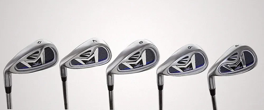 AGXGOLF GIRLS XLT LEFT HAND STAINLESS STEEL SHAFTS SIX CLUB IRONS SET: 6-9 + PW
