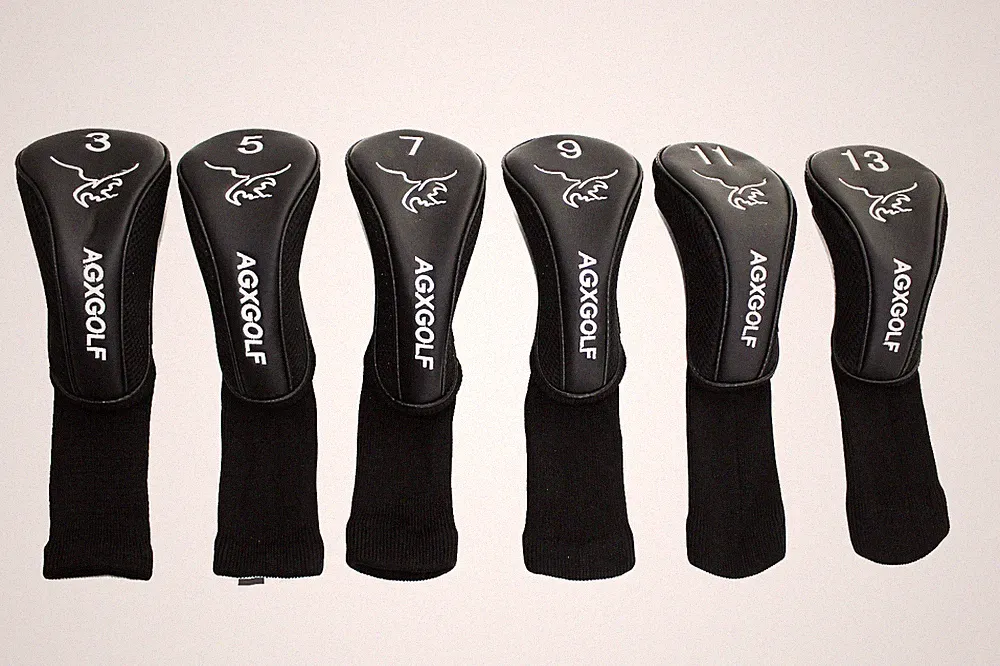 AGXGOLF Golf Club Head Covers Long Neck Set of Six for 3, 5, 7, 9, 11 & 13WD